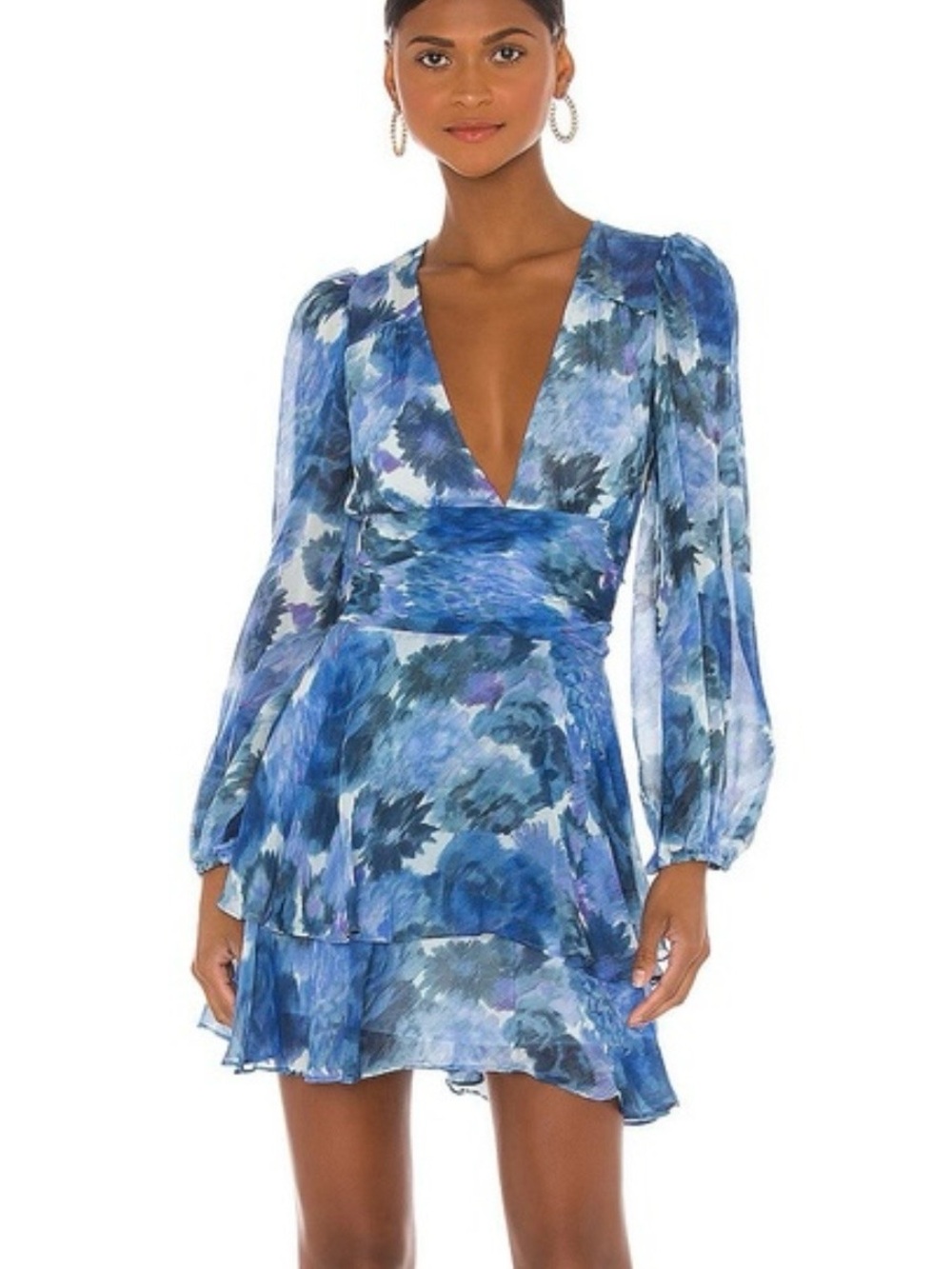 LoveShackFancy Flowy Feminine Lincoln Dress Sapphire Berry Floral Summer Size 12